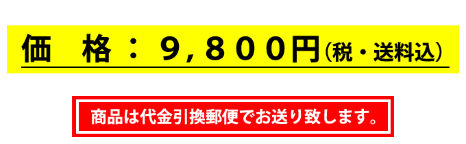 価格：9800円 商品は代金引換郵便でお送り致します。